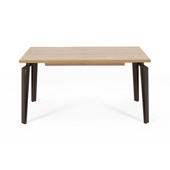 Mesa fija Arco de Pemi Mobiliario con tapa de roble y estructura metálica.