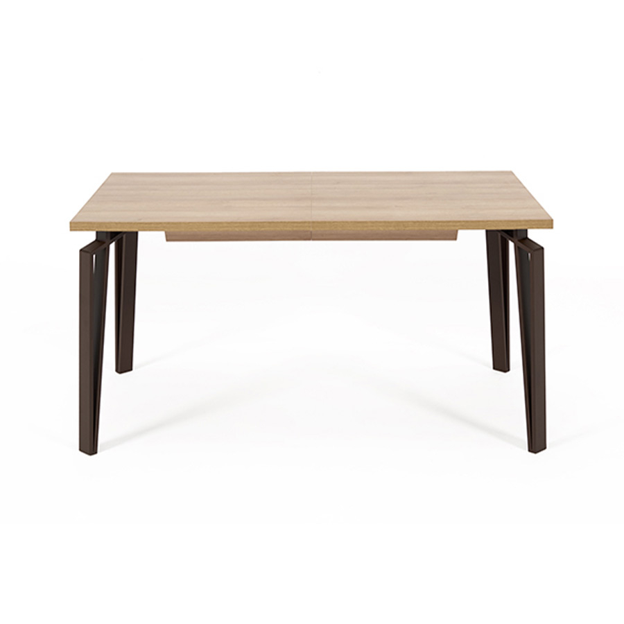 Mesa fija Arco de Pemi Mobiliario con tapa de roble y estructura metálica.