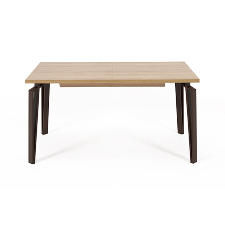 Mesa fija Arco de Pemi Mobiliario con tapa de roble y estructura metálica.