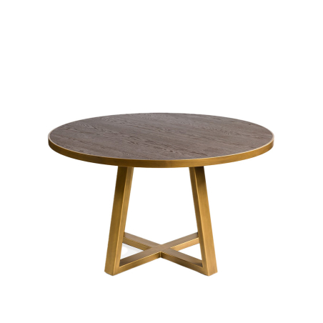 Mesa redonda roble y dorado de Crisal Decoración
