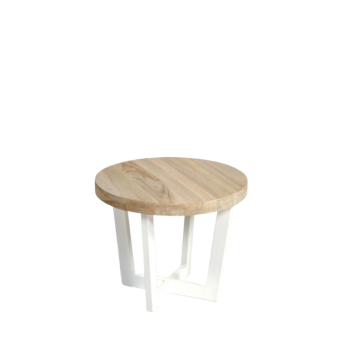 Mesa auxiliar Ilia, de Crisal Decoración, en madera de teca y con pata de aluminio