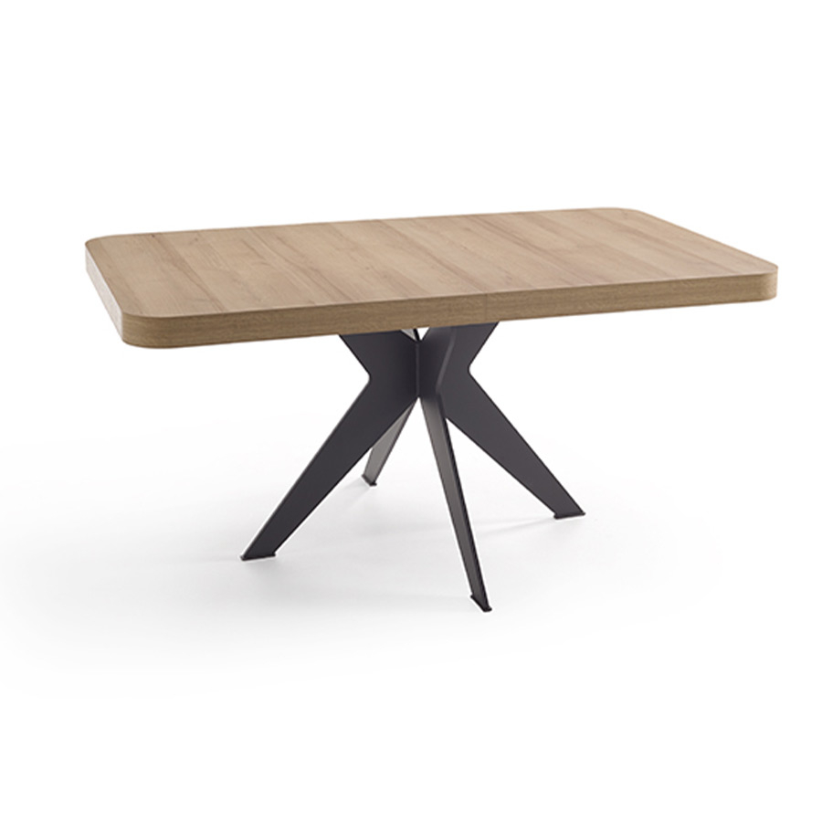 Mesa rectangular extensible Mon de la firma nacional Pemi en acabado roble.