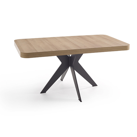 Mesa rectangular extensible Mon de la firma nacional Pemi en acabado roble.