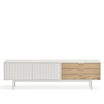 Mueble TV Sierra con cajones en roble y acabado negro, de Teulat 2