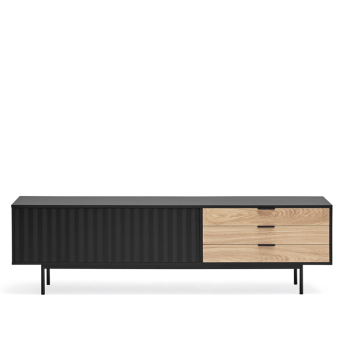 Mueble TV Sierra con cajones en roble y acabado negro, de Teulat