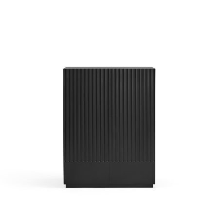 Vista frontal del Mueble auxiliar Doric de Teulat, con surcos verticales