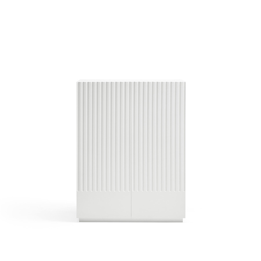 Vista frontal del Mueble auxiliar Doric de Teulat acabado blanco