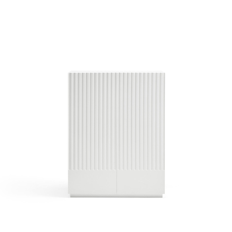 Vista frontal del Mueble auxiliar Doric de Teulat acabado blanco