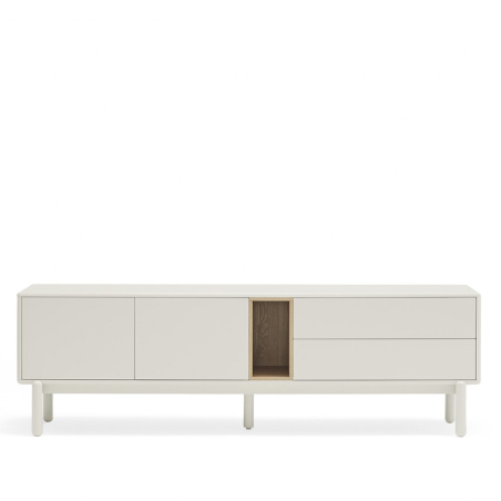 Vista frontal del Mueble TV Corvo de Teulat, acabado crema
