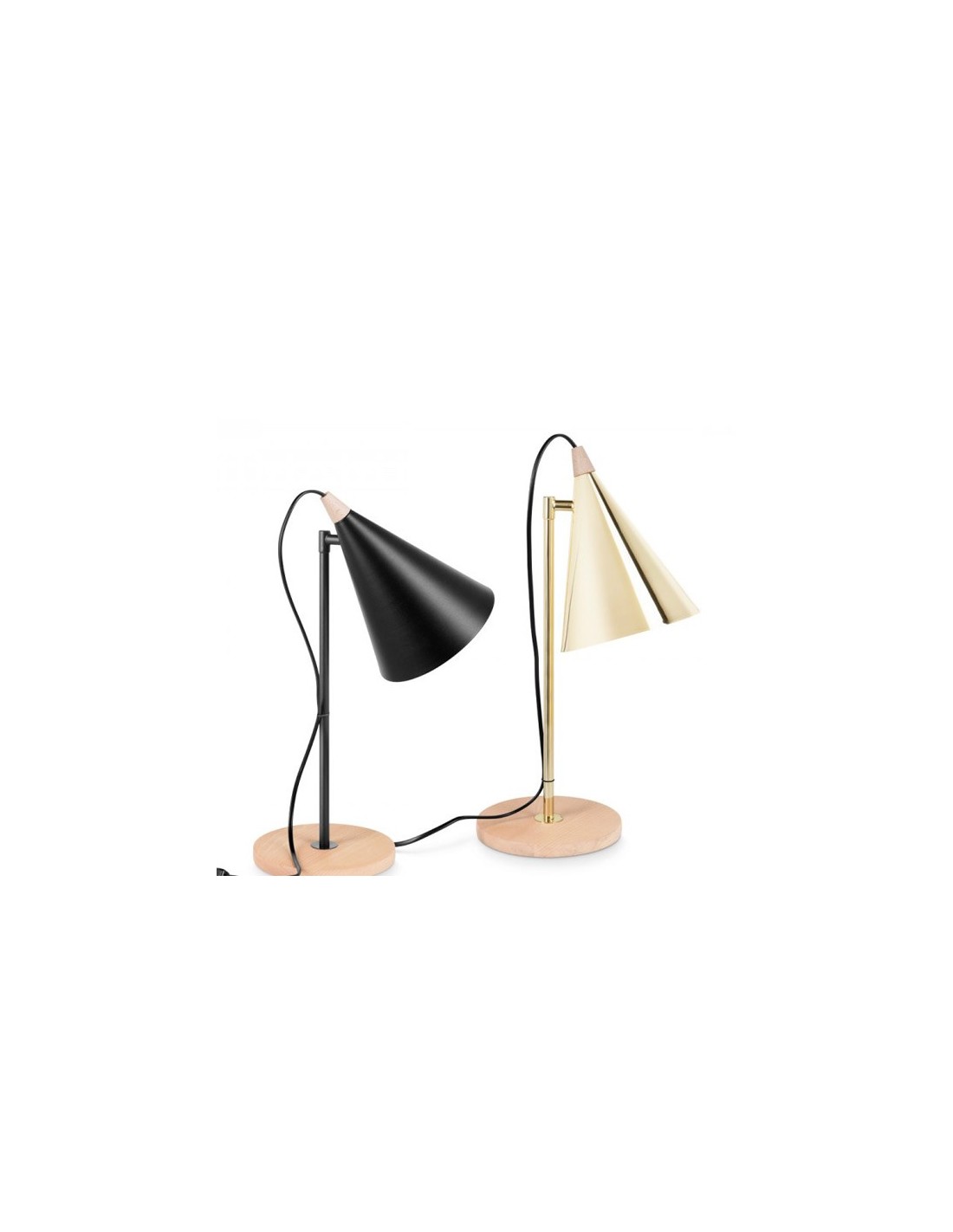Lámpara de mesa modelo Berka en negro mate y en oro brillo