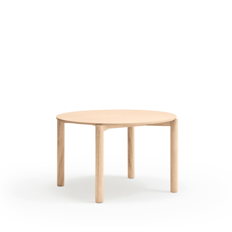 Mesa redonda Atlas de Teulat con pata de madera maciza con pie redondeado