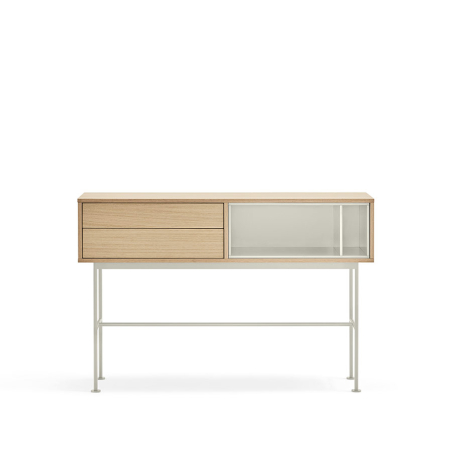 Consola Yoko de Teulat, en chapa de roble y detalles crema
