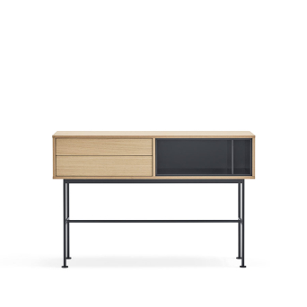 Consola Yoko de Teulat, en chapa de roble y detalles crema 2