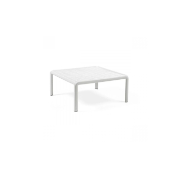 Mesita de terraza Komodo con sobre de cristal de Nardi en acabado Bianco.