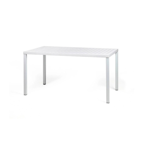 Mesa de terraza Cube de la firma de diseño italiana NARDI en acabado blanco.