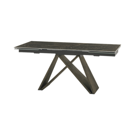 Mesa extensible Delta de la firma italiana Target Point, en acabado sobre emperador y patas bronce.