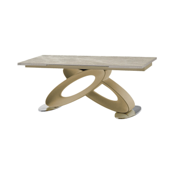 Mesa Eclipse de la firma Target Point, en acabado arebascato y patas oro.