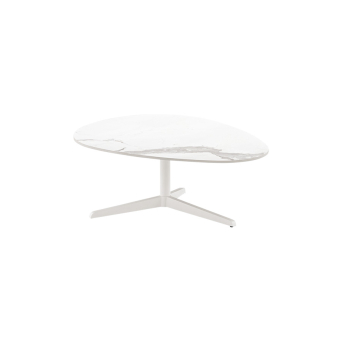 Mesa de centro Elica de la firma italiana Target Point en acabado estructura blanco y sobre carrara.