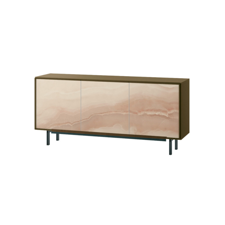 Aparador Giunone New de la firma italiana Target Point, en acabado alabastro y nogal tabaco.