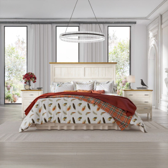 Dormitorio de la colección Amberes de Grupo Seys en acabado blanco albo y nuez.