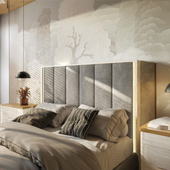 Dormitorio Quebec 49 de la marca Grupo Seys en acabado blanco albo y avena, de estilo rústico. 2