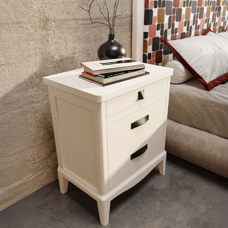 Mesita de noche en acabado tosca de la colección Quebec.
