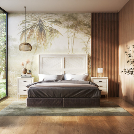 Dormitorio Génova 66 de la firma Grupo Seys fabricado en madera maciza y en acabado blanco pluma.