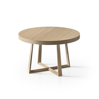 Mesa extensible Kross de la firma portuguesa Tabula, en acabado roble