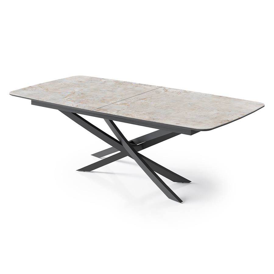 Mesa extensible Curvy de la firma portuguesa Tabula en acabado Quartz