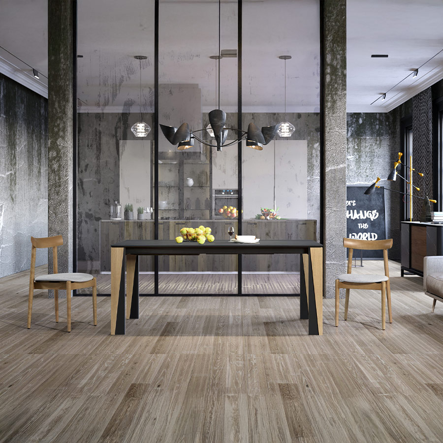 Mesa extensible para comedor modelo Eden en vista de ambiente