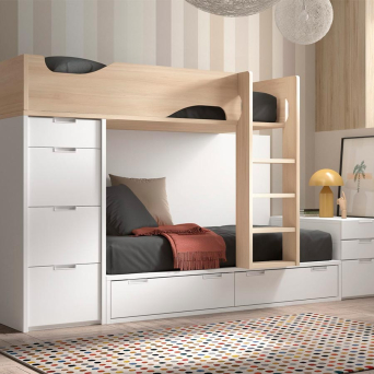 Dormitorio Juvenil con litera F213 | Glicerio Chaves en Muebles Lara