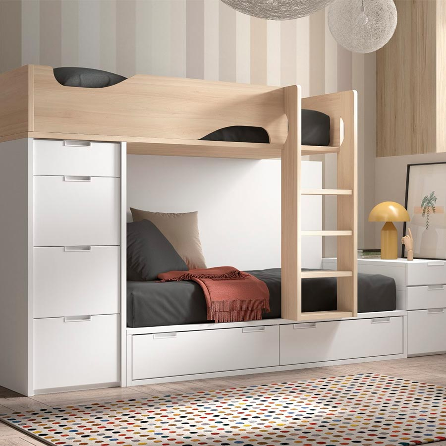 Dormitorio Juvenil con litera F213 | Glicerio Chaves en Muebles Lara