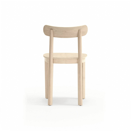 Silla Nara de la firma valenciana Teulat, en acabado natural claro y vista trasera.