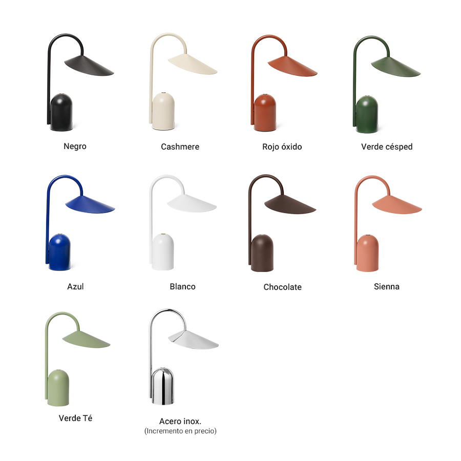 muestrario colores lámpara arum portable