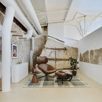 Sillón Tortuga de Sancal tapizado en tela con base giratoria de 4 aspas 2