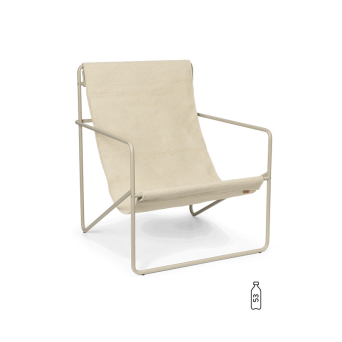 Hamaca Desert Lounge Chair con estructura metálica en color cashmere y tela beige de Ferm Living.
