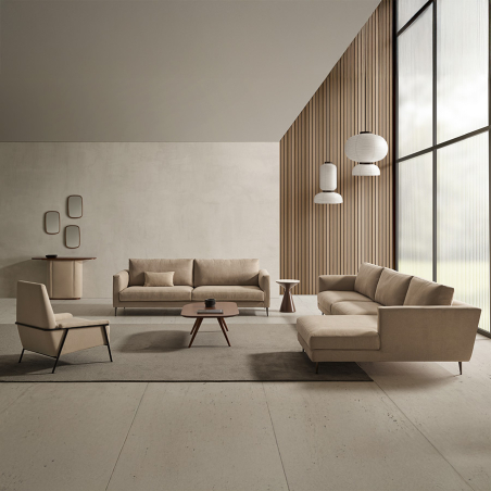 Chaiselongue Lena de la firma de diseño en vista de ambiente.