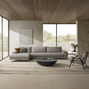 Chaiselongue Nudo de la firma de diseño Beltá Frajumar en tapizado gris. 2