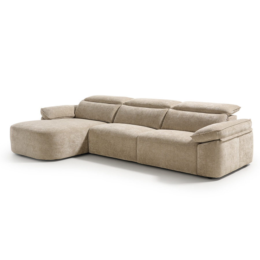Chaiselongue relax Cora con tapizado Sarentino de la firma nacional Reyes Ordoñez.