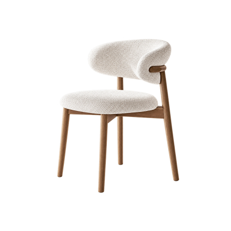 Silla Oleandro con patas de madera maciza de fresno en color nogal canaletto y tapizada en tela color beige