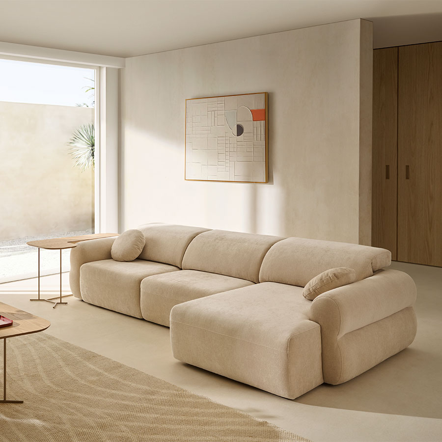 Chaiselongue deslizante manual Calma Bold con cabezales abatibles de Reyes Ordoñez