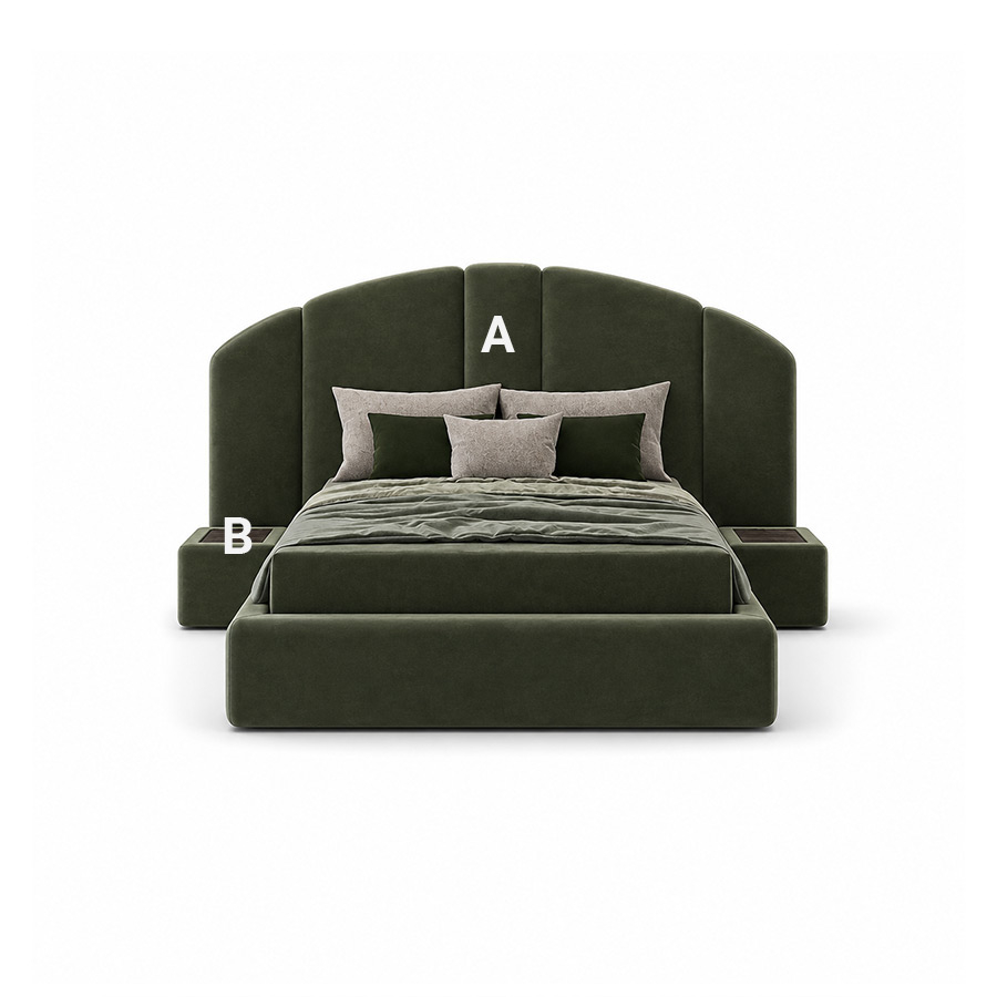 Cama modular Concept 01 de la firma de diseño Encore italia elección de acabados