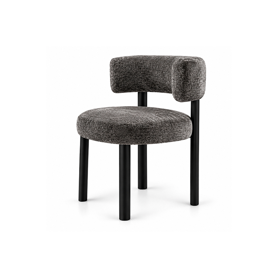 Silla Glen Calligaris pata madera color negro con asiento y respaldo tapizado en gris