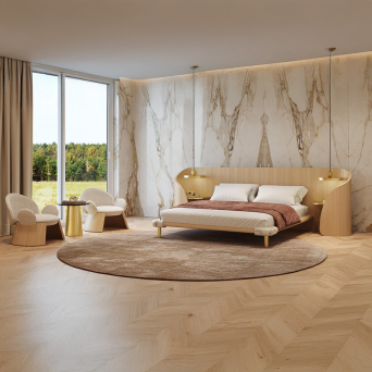 Butaca Paschalia de la firma de diseño Encore Italia con base de madera curvada 2