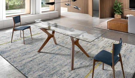 Mesa extensible Lin Glass con tapa de cristal