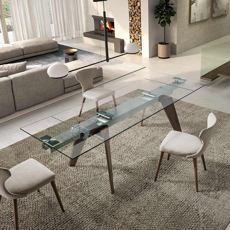 Mesa extensible Tavolo Glass tapa de cristal transparente de Mobles Nacher