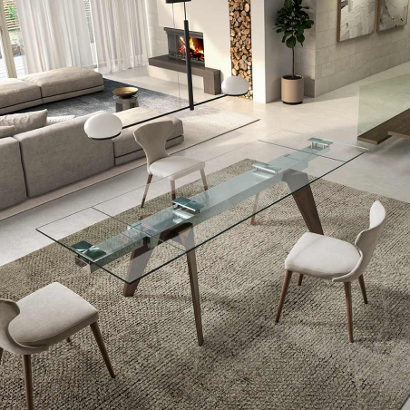 Mesa extensible Tavolo Glass tapa de cristal transparente de Mobles Nacher