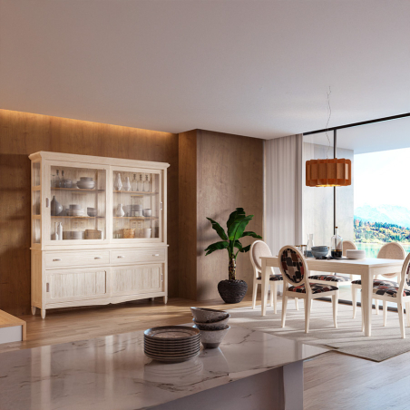 Vitrina Amberes AC012 de Grupo Seys en vista de ambiente de comedor en blanco albo