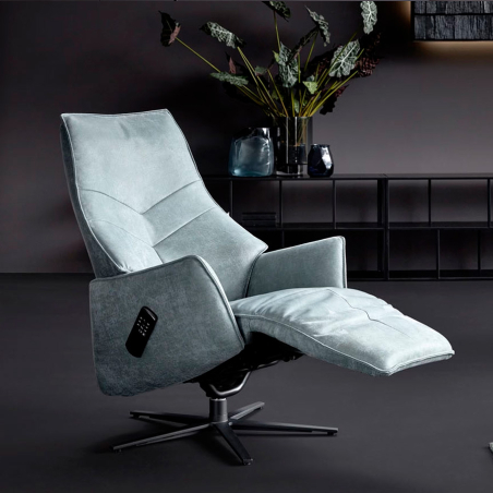 Extensión del sillón relax 7911 S-Lounger con base de 5 aspas y tapizado en piel, con dos motores relax