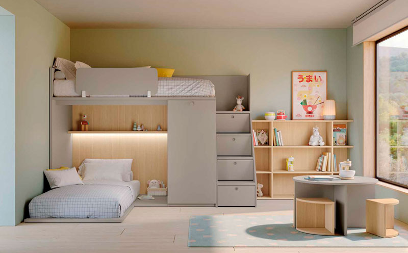 Dormitorio juvenil Stay Young Antaix Dormitorio infantil con zona de estudio y juego
